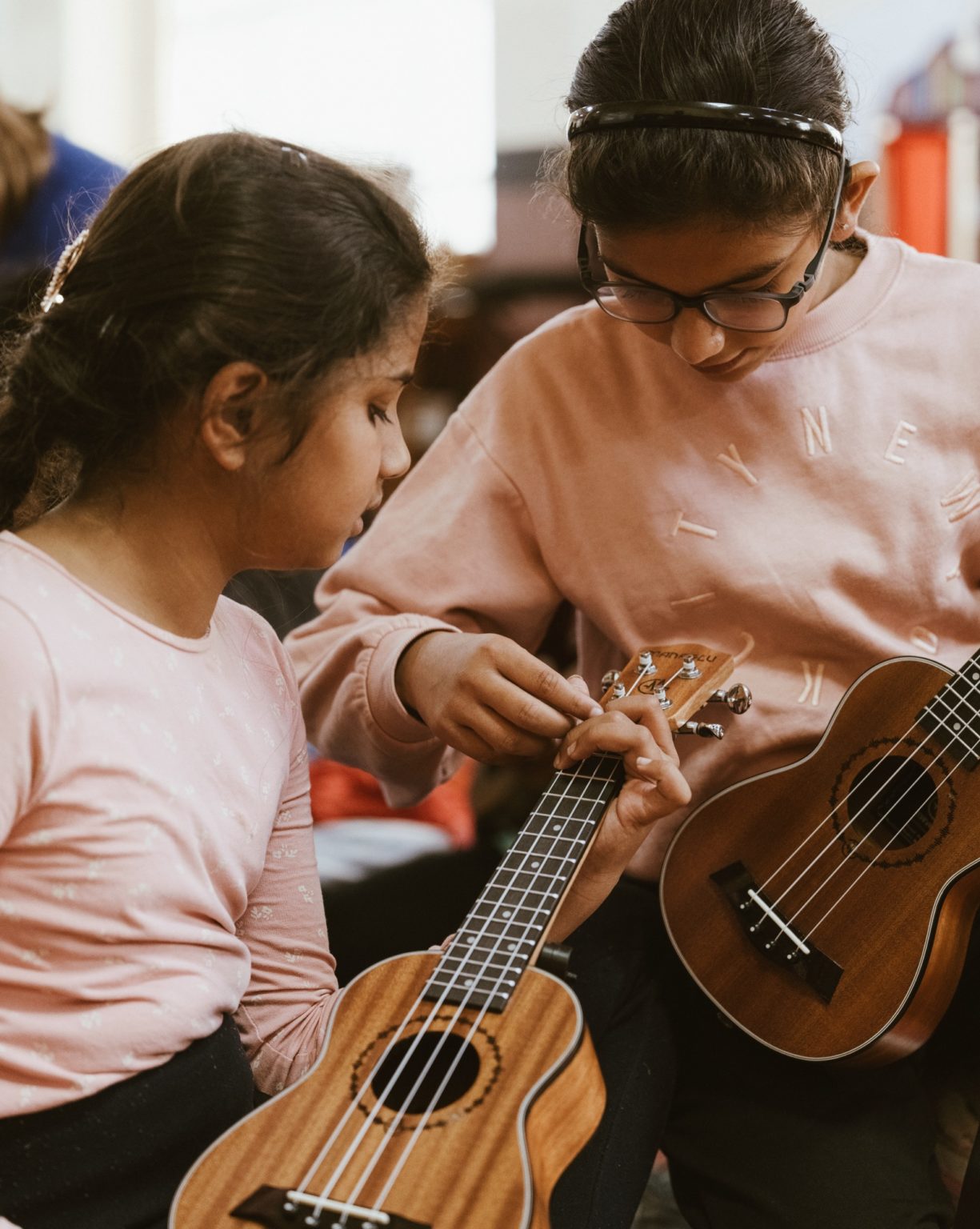 Strumming with Grade 4 Lincoln School Nepal